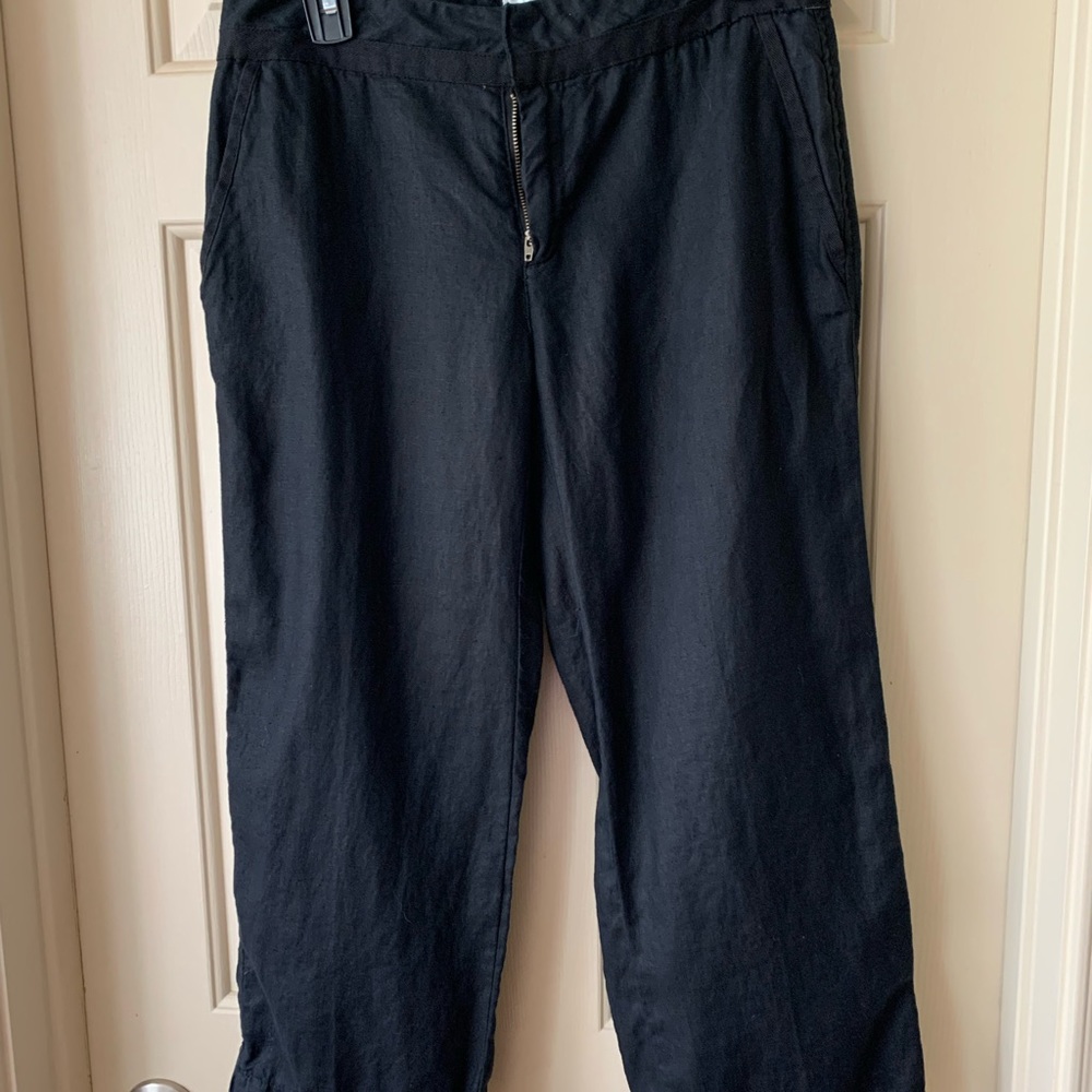 Old Navy Black 100% Linen Capri Pants Sz. 4